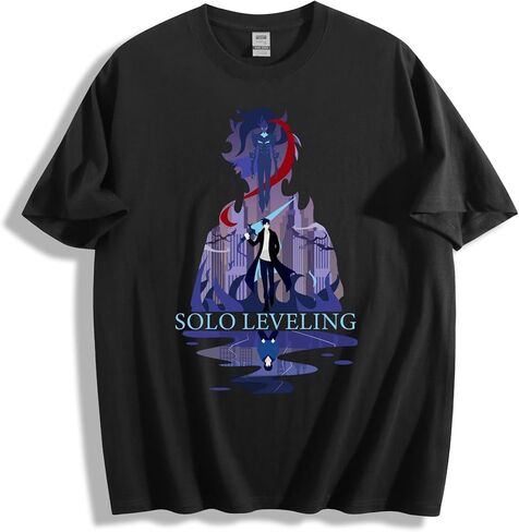 Solo Leveling T-Shirt, Sung Jinwoo Silhouette Aesthetic Graphic Tee in Saudi Arabia