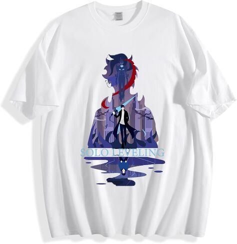Solo Leveling T-Shirt, Sung Jinwoo Silhouette Aesthetic Graphic Tee in Saudi Arabia