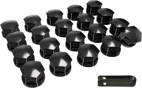 Lug Nut Covers (Wheel Bolt Caps) Complete Set - 20PCs + Removal Tool, Black - Replacement for Volvo XC40 XC60 XC70 XC90 S60 S80 S90 S40 V60 V50 V70 V90 in Kuwait