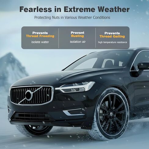 Lug Nut Covers (Wheel Bolt Caps) Complete Set - 20PCs + Removal Tool, Black - Replacement for Volvo XC40 XC60 XC70 XC90 S60 S80 S90 S40 V60 V50 V70 V90 in Kuwait