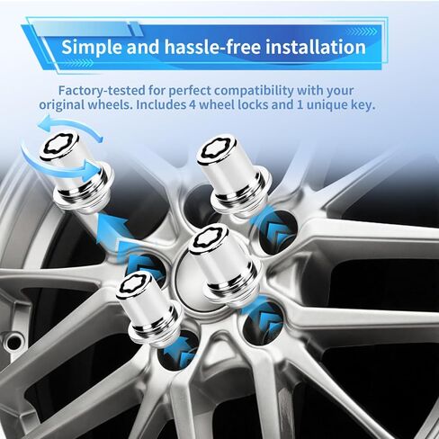 00276-00900 M12 x 1.5 مجموعة صواميل قفل العجلة متوافقة مع 2001-2025 تويوتا أفالون كامري سيليكا كورولا هايلاندر ماتريكس ميراي MR2 بريوس RAV4 سيينا سولارا تاكوما، مضاد للسرقة (كروم) in Kuwait