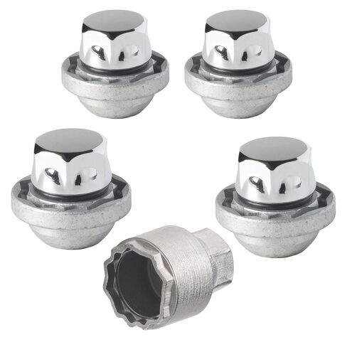 Farad GalaxyLock H1/M Chromed Lug nut Wheel-Locks Kit Suitable for Hyundai Ioniq 6 (M12 X 1.5 Thread Size) - Set of 4 Lug Nuts + 1 Key in Saudi Arabia