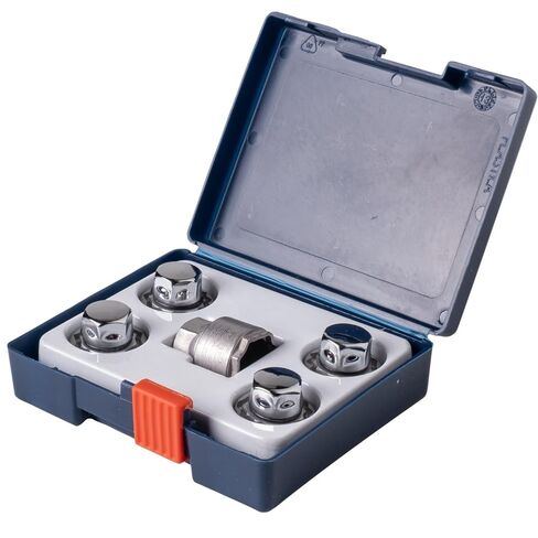 Farad GalaxyLock H1/M Chromed Lug nut Wheel-Locks Kit Suitable for Hyundai Ioniq 6 (M12 X 1.5 Thread Size) - Set of 4 Lug Nuts + 1 Key in Saudi Arabia