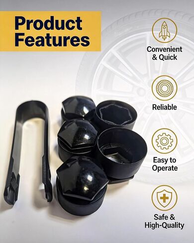 24PCS Lug Nut Covers for Au di - 20 Standard & 4 Locking Anti-Theft Wheel Center Caps Tire Screw Caps, Exact Fit 25mm, Includes Removal Tool - Compatible with Au di A1 A3 A4 A5 A6 A7 A8 (Black) in Saudi Arabia