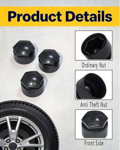 24PCS Lug Nut Covers for Au di - 20 Standard & 4 Locking Anti-Theft Wheel Center Caps Tire Screw Caps, Exact Fit 25mm, Includes Removal Tool - Compatible with Au di A1 A3 A4 A5 A6 A7 A8 (Black) in Saudi Arabia