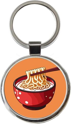 رامين وعاء أحمر عيدان الطعام سلسلة مفاتيح معدنية مستديرة in Kuwait