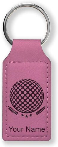 LaserGram Rectangle Keychain, Golf Ball, Personalized Engraving Included (Hot Pink) in Saudi Arabia