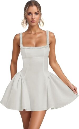 فساتين Sonlay من الساتان لحفلات العودة للوطن للنساء فستان قصير للحفلات الراقصة 2025 فستان زفاف صغير مطرز بالخرز لحفلات الكوكتيل in Kuwait