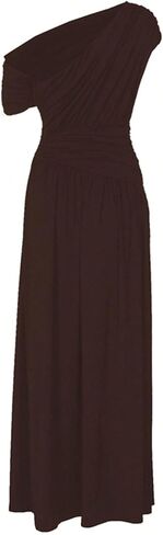 GORGLITTER Women's Elegant Formal Long Dress Off One Shoulder Sleeveless Ruched Maxi Cocktail Evening Dresses in Saudi Arabia