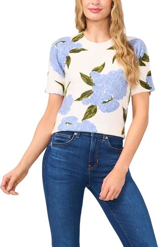 CeCe Womens Short Sleeve Hydrangea Sweater in Saudi Arabia