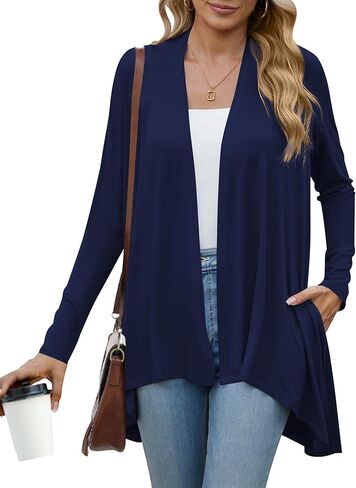POGTMM Women's Open Front Casual Long Sleeve Lightweight Drape Cardigans Sweater Duster with Pockets (S-3XL) in Kuwait
