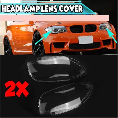 Pair Front Headlight Lens Cover Compatible For BMW 1 Series E81 E82 E87 E88 2003-2011 Clear Car Headlamp Shell Transparent Lampshade in Saudi Arabia