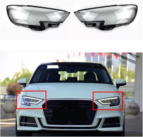 L/R Headlights Shell Compatible For Audi A3 S3 2017 2018 2019 2020 Headlights Lens Cover Transparent Lampshade Clear Car Headlamp Cover(Only Right Side) in Saudi Arabia
