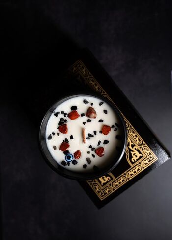 Protection Crystal Infused Soy Manifesting Spell Candle 10oz in Saudi Arabia