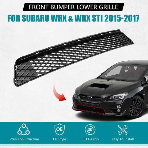 المصد الأمامي السفلي لملحقات Subaru WRX 2015 2016 2017 & WRX STI 2016، شبكة صيد كثيفة على شكل مصد أمامي سفلي شبكة مصبغة شبكة شواء لسوبارو WRX 2015-2017 استبدال المكونات in Kuwait