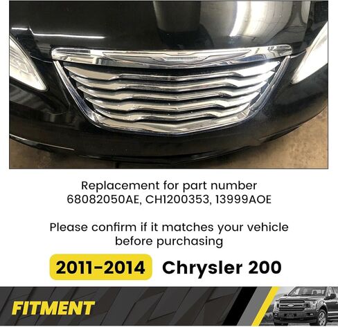 KUAFU Front Bumper Grill Compatible with 2011-2014 Chrysler 200 CH1200353 68082050AE 13999AOE Chrome Radiator Hood Grille ABS Plastic in Saudi Arabia
