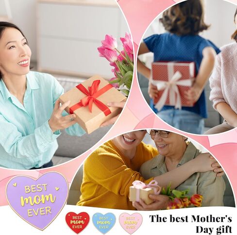 Tondiamo Mother's Day Gifts Bulk Best Mom Ever Pins Heart Shaped Colorful Metal Badge Brooch for Mom Mother's Day Church Appreciation Gifts Favors in Saudi Arabia