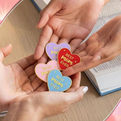 Tondiamo Mother's Day Gifts Bulk Best Mom Ever Pins Heart Shaped Colorful Metal Badge Brooch for Mom Mother's Day Church Appreciation Gifts Favors in Saudi Arabia