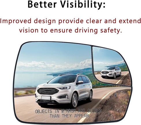 استبدال زجاج المرآة الجانبية للركاب لسيارة Ford Edge 2015 2016 2017 2018 - تسخين كهربائي، مع لوحة دعم in Kuwait