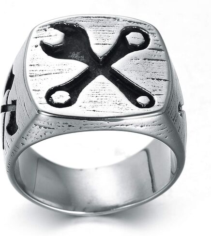 Mens Biker Wrench Rings Stainless Steel Spanner Signet Bands Mechanic Tool Ring, Size 8-13 in Saudi Arabia