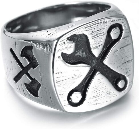 Mens Biker Wrench Rings Stainless Steel Spanner Signet Bands Mechanic Tool Ring, Size 8-13 in Saudi Arabia