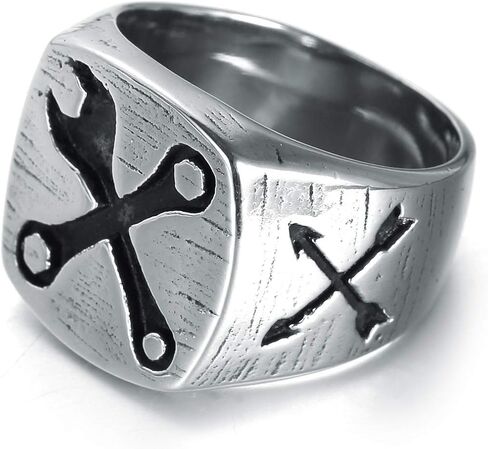 Mens Biker Wrench Rings Stainless Steel Spanner Signet Bands Mechanic Tool Ring, Size 8-13 in Saudi Arabia