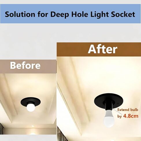 E26 to E26 Socket Extender,Thread E27/E26 Lamp Bulb Socket Extension,Lamp Holder Adapter with Shade Rings (Black, 3) in Kuwait