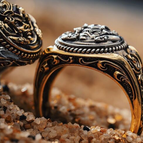 COPPERTIST.WU ميدوسا خاتم الآلهة الأسطورية اليونانية خاتم النحاس و 925 فضة مجوهرات هدية للنساء الرجال in Saudi Arabia
