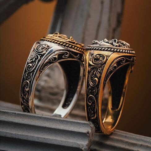 COPPERTIST.WU ميدوسا خاتم الآلهة الأسطورية اليونانية خاتم النحاس و 925 فضة مجوهرات هدية للنساء الرجال in Saudi Arabia
