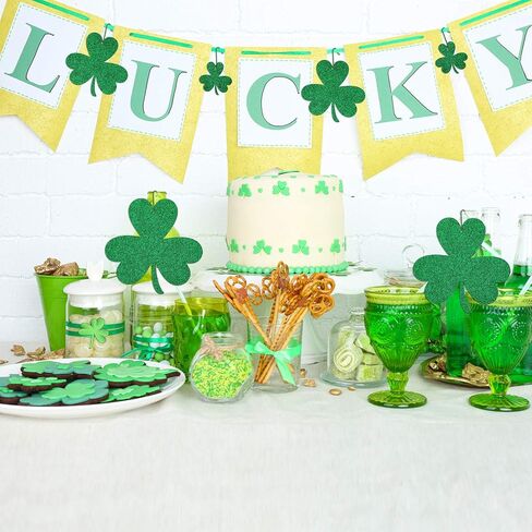 12 Pieces St. Patrick's Day Ornaments St. Patricks Day Tree Decorations Felt Glitter Shamrock Hanging Ornaments with Hooks for St. Patrick's Day Party Decoration in Saudi Arabia