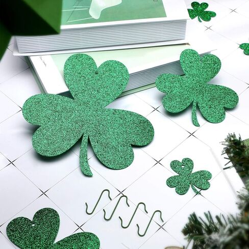 12 Pieces St. Patrick's Day Ornaments St. Patricks Day Tree Decorations Felt Glitter Shamrock Hanging Ornaments with Hooks for St. Patrick's Day Party Decoration in Saudi Arabia