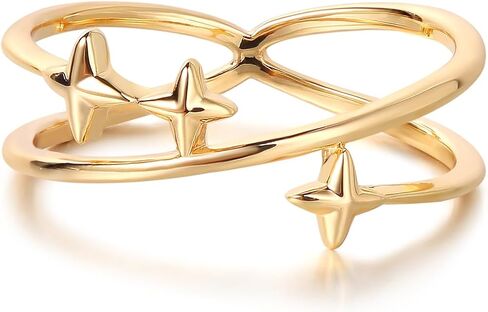 Gold Ring for Women 14K Gold Plated Ring Dainty Cross Stars Stack Ring Handmade Finger Statement Ring in Saudi Arabia