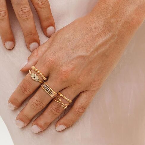 Gold Ring for Women 14K Gold Plated Ring Dainty Cross Stars Stack Ring Handmade Finger Statement Ring in Saudi Arabia