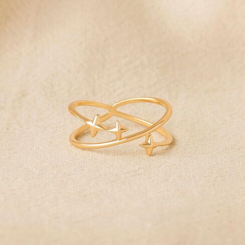 Gold Ring for Women 14K Gold Plated Ring Dainty Cross Stars Stack Ring Handmade Finger Statement Ring in Saudi Arabia