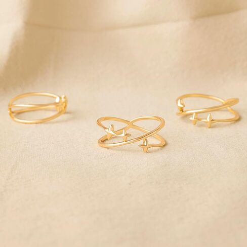 Gold Ring for Women 14K Gold Plated Ring Dainty Cross Stars Stack Ring Handmade Finger Statement Ring in Saudi Arabia