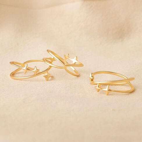 Gold Ring for Women 14K Gold Plated Ring Dainty Cross Stars Stack Ring Handmade Finger Statement Ring in Saudi Arabia
