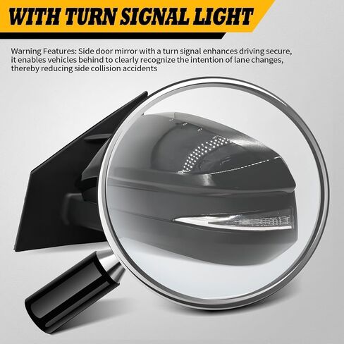 Left Driver Side Mirror Assembly Compatible with RAV-Four 2015-2018 Heated Blind Spot Detection Turn Signal Power 879400R190 Black (8Pins) in Saudi Arabia