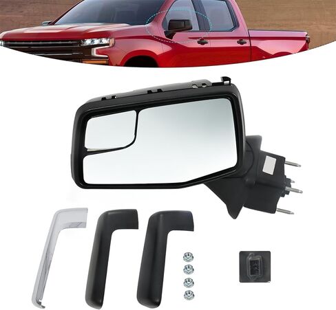 Driver Left Side Door Mirror Assembly Compatible with Silverado 1500 2019-2025 w/Heated & Manual Folding and Power Glass GM1320583 (5 Pins) in Saudi Arabia