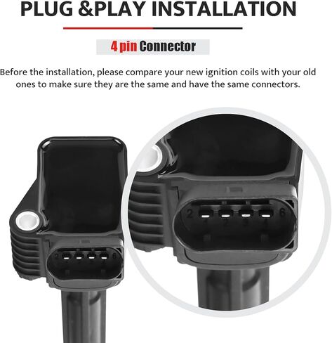 Ignition Coil Pack and Spark Plugs fit for L4 1.8 2.0 Turbo Audi A3 A4 A5 A6 TT TTS Quattro Q5 Q7 S3, VW Jetta Passat Beetle Golf GTI 1.8L 2.0L, 2015 2016 2017 2018 2019 2020, 06J905110G UF716 in Saudi Arabia