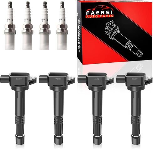 FAERSI Ignition Coil Pack & Spark Plugs fit for Honda CRV L4 2.0 2.4, Honda Accord, Civic, Element, Acura RSX, Acura CSX 2002 2003 2004 2005 2006 2007 2008 2009 2010 2011, UF-311 UF-583 in Saudi Arabia