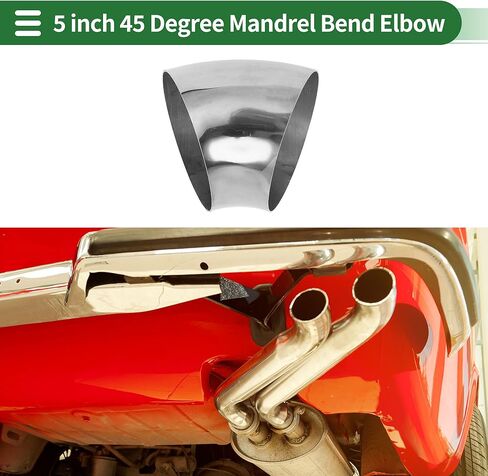 Motoforti 2 قطعة 5 بوصة OD 45 درجة مغزل بيند الكوع أنبوب سيارة تعديل أنابيب العادم أنابيب سمك 1.5 مم/16GA 127 × 140 × 1.5 مم 304 درجة فضية من الفولاذ المقاوم للصدأ in Kuwait