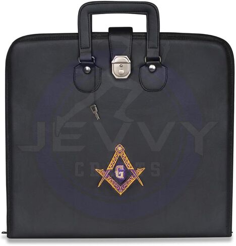 Masonic Master Mason Apron Case – Soft Black Carry Bag for MM/WM Blue Lodge Provincial Apron (16x18) with Elegant Embroidery in Saudi Arabia