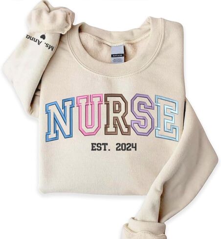 Chillever Personalized Nurse Sweatshirt - Custom Nurse Hoodie for Women, Nursing School Shirts, Gifts for RN CNA NP LPN Christmas Birthday Graduation A2 in Saudi Arabia