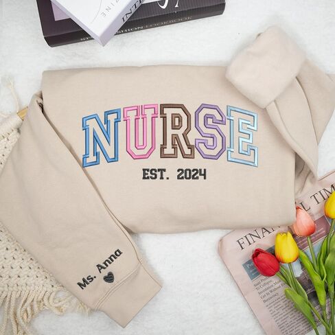 Chillever Personalized Nurse Sweatshirt - Custom Nurse Hoodie for Women, Nursing School Shirts, Gifts for RN CNA NP LPN Christmas Birthday Graduation A2 in Saudi Arabia