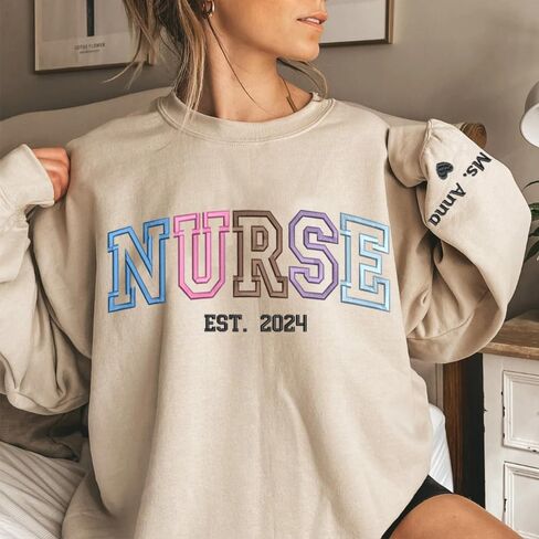 Chillever Personalized Nurse Sweatshirt - Custom Nurse Hoodie for Women, Nursing School Shirts, Gifts for RN CNA NP LPN Christmas Birthday Graduation A2 in Saudi Arabia