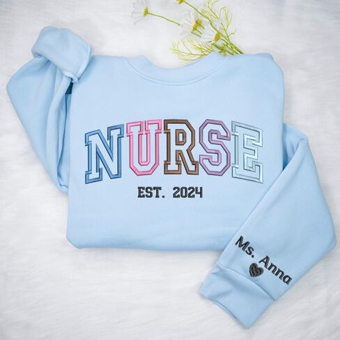 Chillever Personalized Nurse Sweatshirt - Custom Nurse Hoodie for Women, Nursing School Shirts, Gifts for RN CNA NP LPN Christmas Birthday Graduation A2 in Saudi Arabia