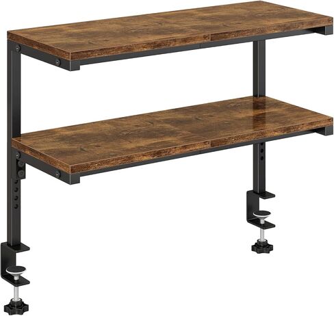 IBUYKE Clamp on Desk Shelf, 22.8" Large Desk Extender Shelves,Tool-Free Flexible Repositioning and Adjustable 2-Tier Storage Shelves for Desktop Accessories Below Desk TMZ010H in Kuwait