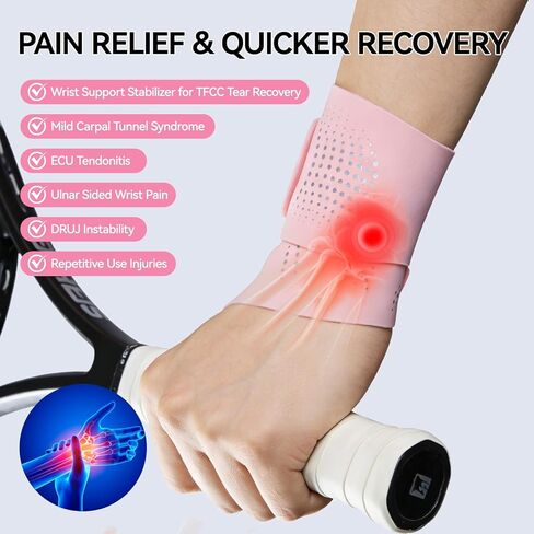 Ultra-Thin Wrist Brace Support for Carpal Tunnel, Wrist Brace for TFCC Tears, Elastic Wrist Wraps for Sports Work Typing Sleeping, Wrist Straps for Weightlifting, Golf, Tendonitis, Arthritis (Pink) in Saudi Arabia