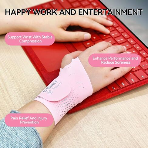 Ultra-Thin Wrist Brace Support for Carpal Tunnel, Wrist Brace for TFCC Tears, Elastic Wrist Wraps for Sports Work Typing Sleeping, Wrist Straps for Weightlifting, Golf, Tendonitis, Arthritis (Pink) in Saudi Arabia