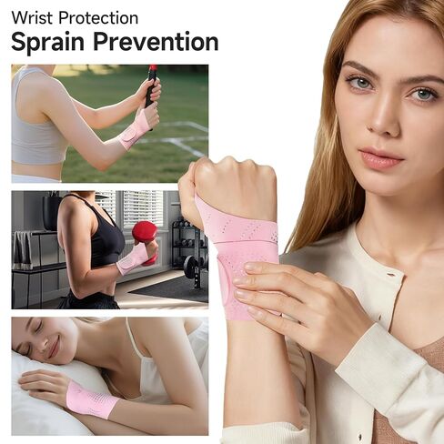 Ultra-Thin Wrist Brace Support for Carpal Tunnel, Wrist Brace for TFCC Tears, Elastic Wrist Wraps for Sports Work Typing Sleeping, Wrist Straps for Weightlifting, Golf, Tendonitis, Arthritis (Pink) in Saudi Arabia
